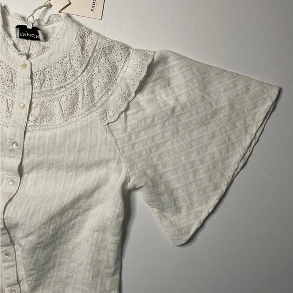 FRNCH Women’s White Romantic Blouse Size Small - Picture 4 of 5